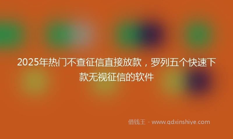 2025年热门不查征信直接放款，罗列五个快速下款无视征信的软件