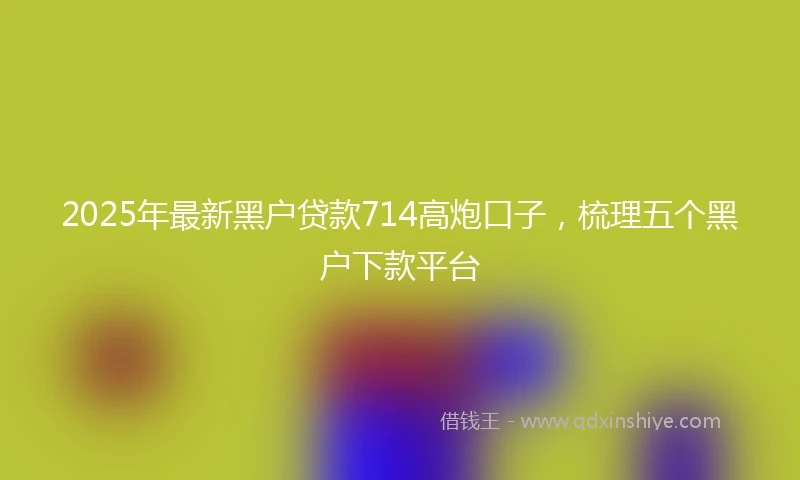 2025年最新黑户贷款714高炮口子，梳理五个黑户下款平台