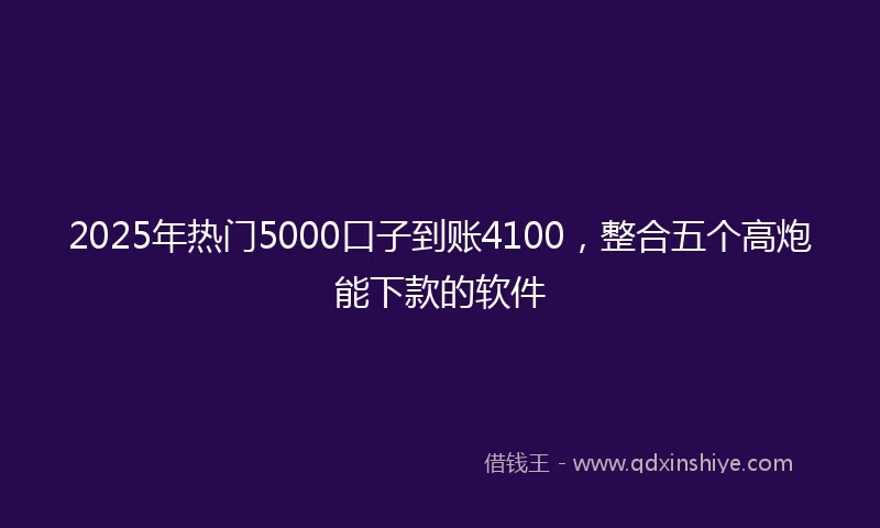 2025年热门5000口子到账4100，整合五个高炮能下款的软件