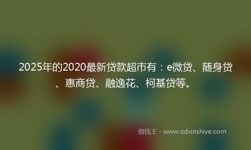 2025年的2020最新贷款超市有：e微贷、随身贷、惠商贷、融逸花、柯基贷等。
