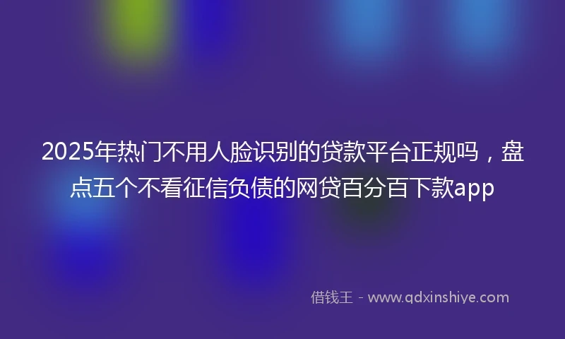 2025年热门不用人脸识别的贷款平台正规吗，盘点五个不看征信负债的网贷百分百下款app