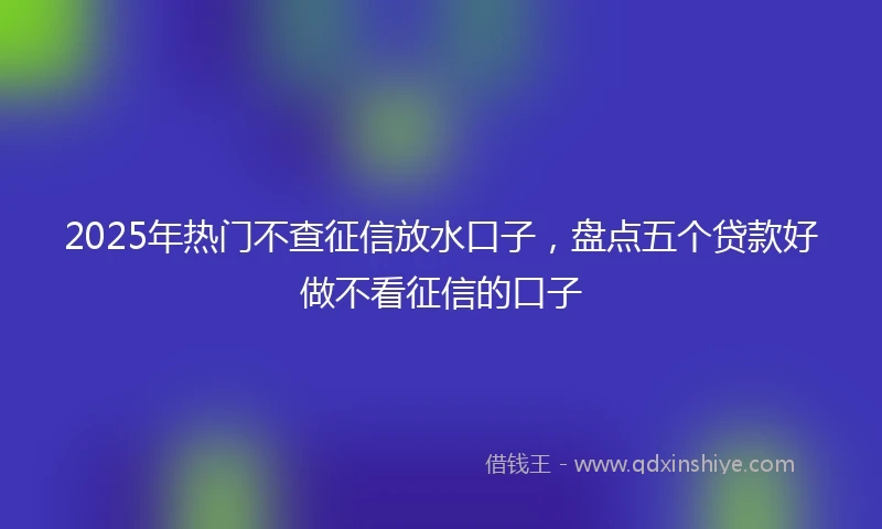 2025年热门不查征信放水口子，盘点五个贷款好做不看征信的口子