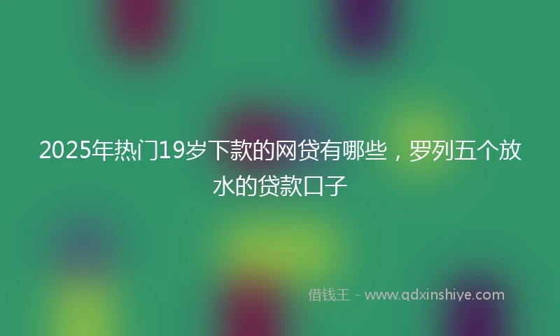 2025年热门19岁下款的网贷有哪些，罗列五个放水的贷款口子