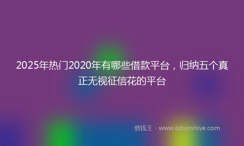 2025年热门2020年有哪些借款平台，归纳五个真正无视征信花的平台
