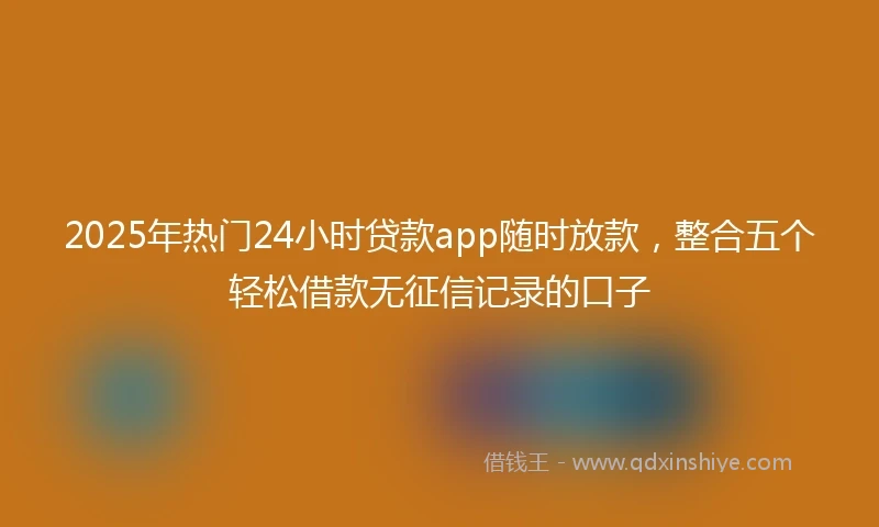 2025年热门24小时贷款app随时放款，整合五个轻松借款无征信记录的口子