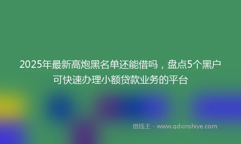 2025年最新高炮黑名单还能借吗，盘点5个黑户可快速办理小额贷款业务的平台