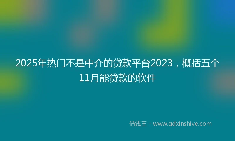 2025年热门不是中介的贷款平台2023，概括五个11月能贷款的软件
