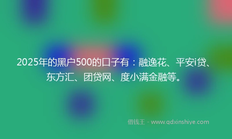 2025年的黑户500的口子有：融逸花、平安i贷、东方汇、团贷网、度小满金融等。