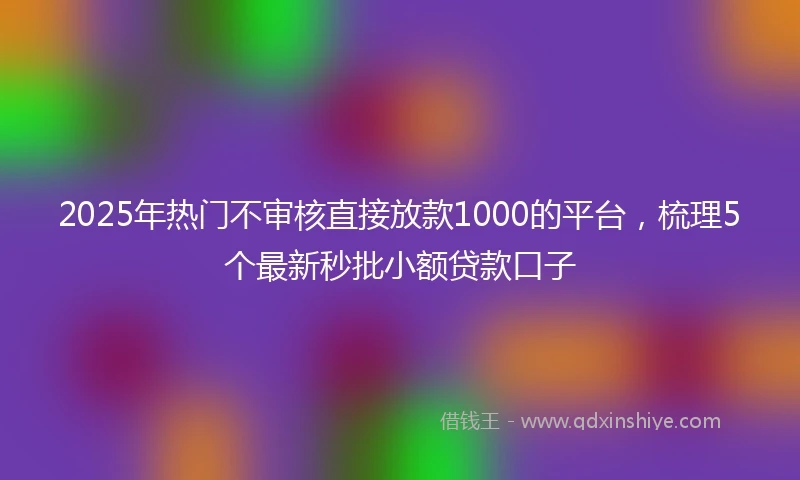 2025年热门不审核直接放款1000的平台，梳理5个最新秒批小额贷款口子