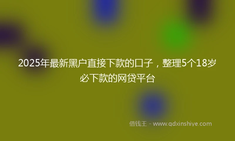 2025年最新黑户直接下款的口子，整理5个18岁必下款的网贷平台