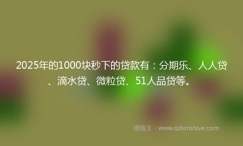 2025年的1000块秒下的贷款有：分期乐、人人贷、滴水贷、微粒贷、51人品贷等。
