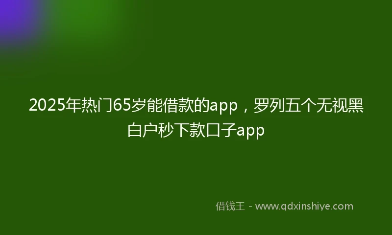 2025年热门65岁能借款的app，罗列五个无视黑白户秒下款口子app