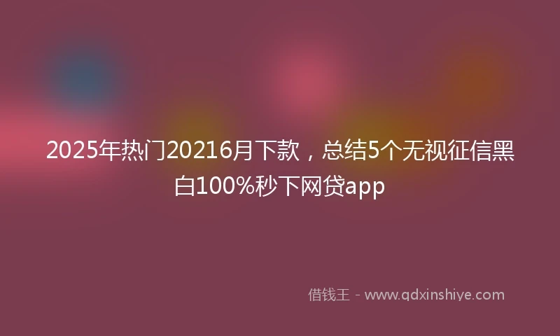 2025年热门20216月下款，总结5个无视征信黑白100%秒下网贷app