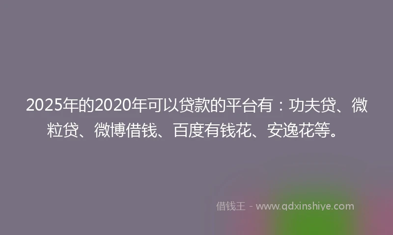 2025年的2020年可以贷款的平台有：功夫贷、微粒贷、微博借钱、百度有钱花、安逸花等。