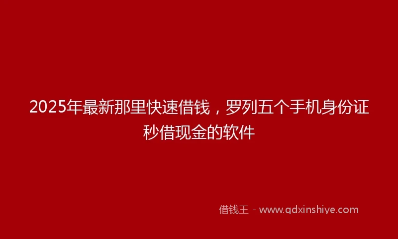2025年最新那里快速借钱，罗列五个手机身份证秒借现金的软件