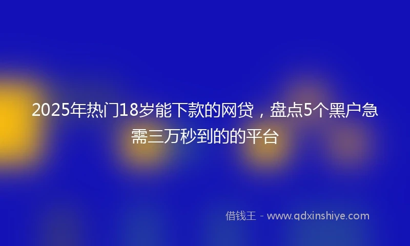 2025年热门18岁能下款的网贷，盘点5个黑户急需三万秒到的的平台