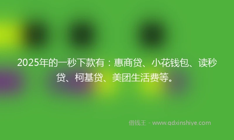 2025年的一秒下款有：惠商贷、小花钱包、读秒贷、柯基贷、美团生活费等。
