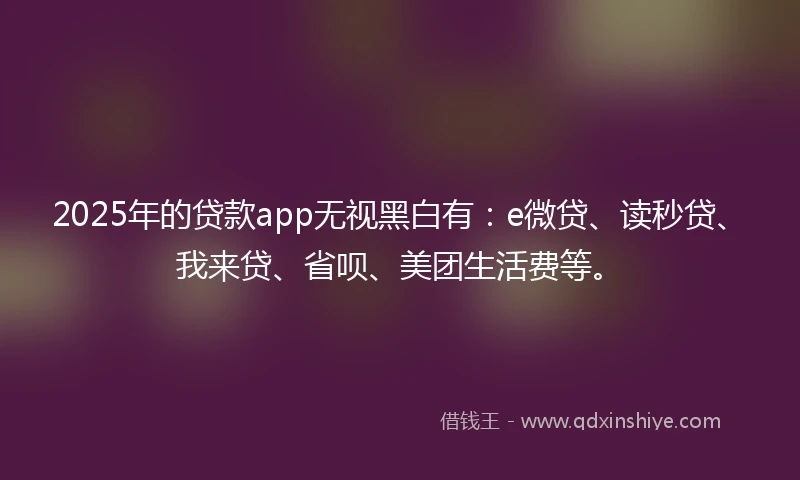 2025年的贷款app无视黑白有：e微贷、读秒贷、我来贷、省呗、美团生活费等。