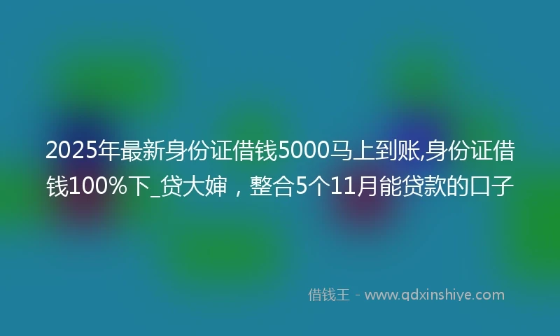 2025年最新身份证借钱5000马上到账,身份证借钱100%下_贷大婶，整合5个11月能贷款的口子