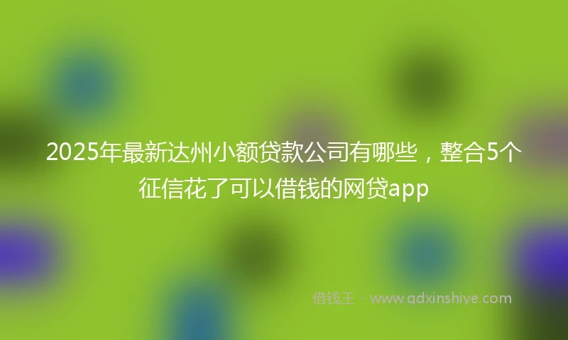 2025年最新达州小额贷款公司有哪些，整合5个征信花了可以借钱的网贷app