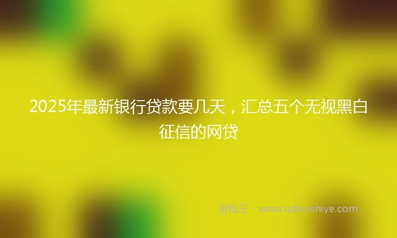 2025年最新银行贷款要几天，汇总五个无视黑白征信的网贷