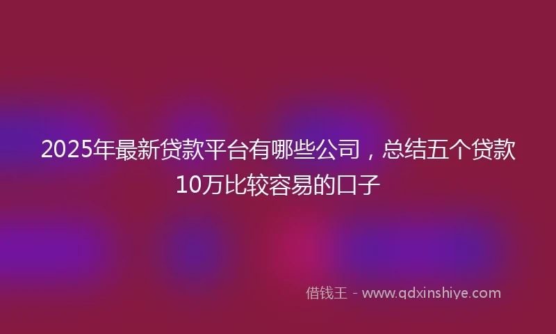 2025年最新贷款平台有哪些公司，总结五个贷款10万比较容易的口子