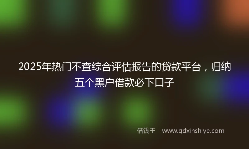 2025年热门不查综合评估报告的贷款平台，归纳五个黑户借款必下口子