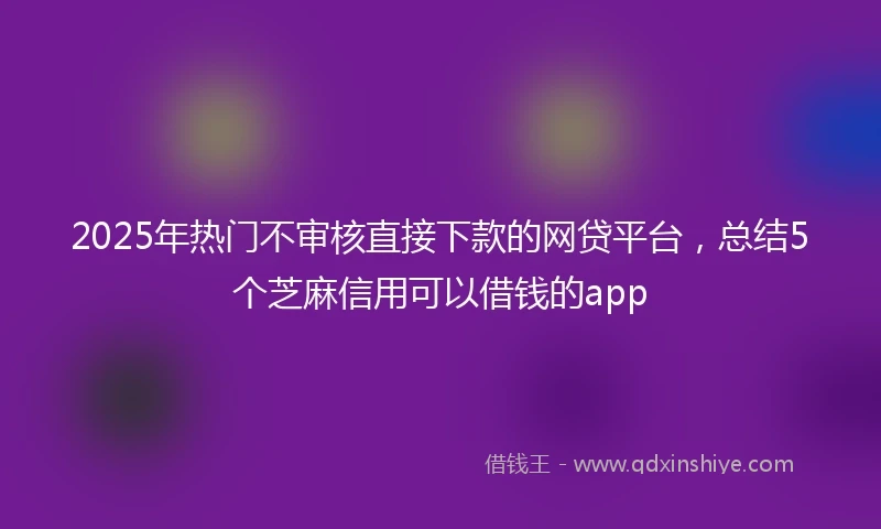 2025年热门不审核直接下款的网贷平台，总结5个芝麻信用可以借钱的app