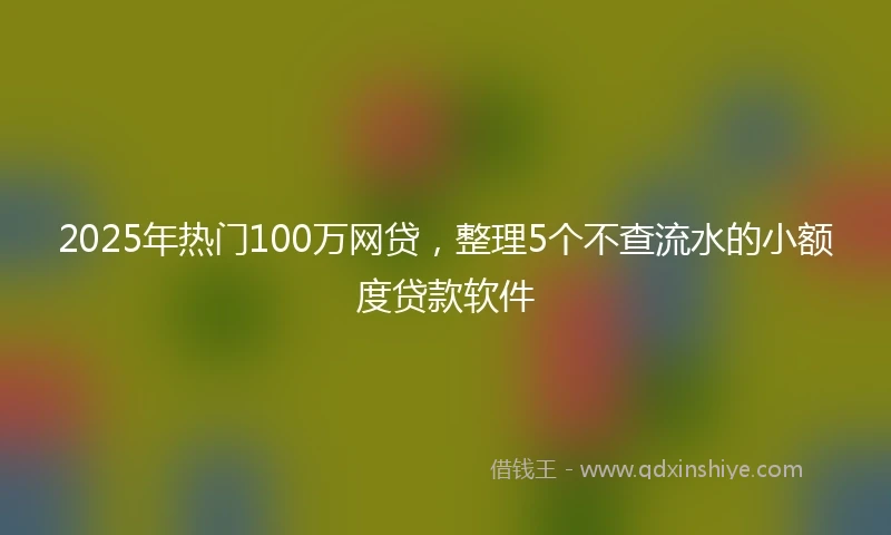 2025年热门100万网贷，整理5个不查流水的小额度贷款软件