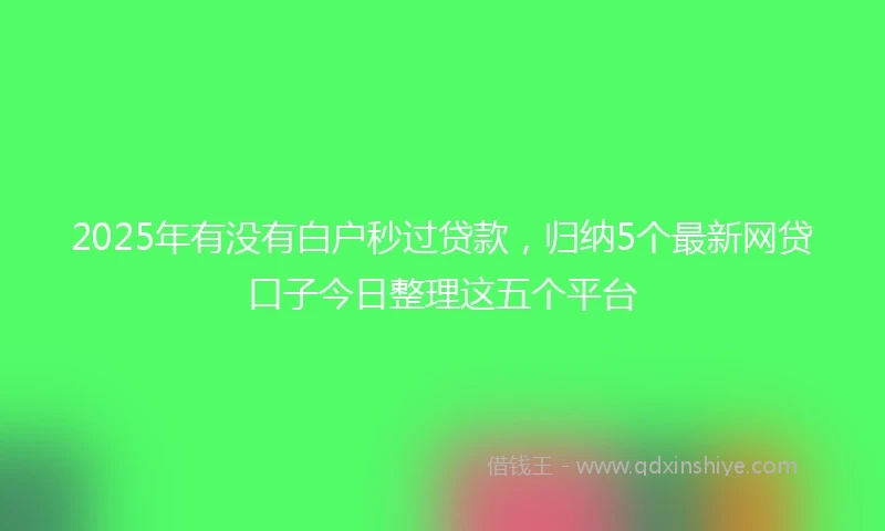 2025年有没有白户秒过贷款，归纳5个最新网贷口子今日整理这五个平台