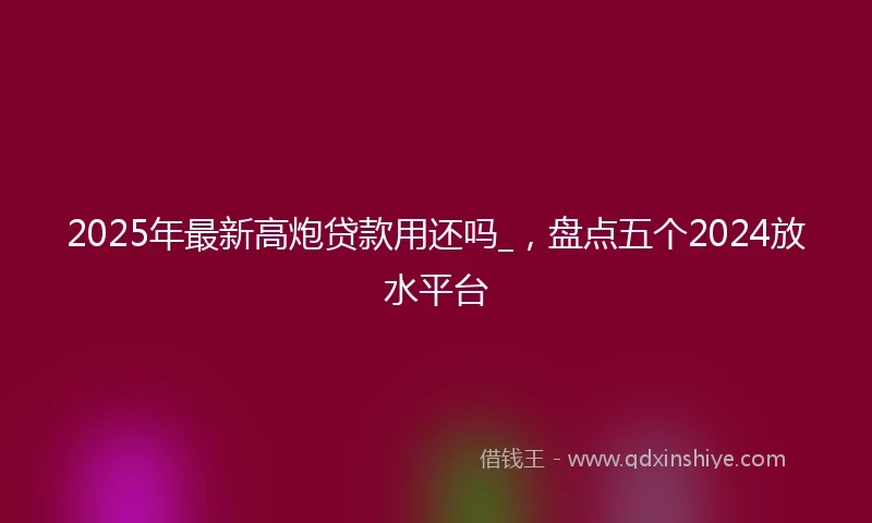 2025年最新高炮贷款用还吗_，盘点五个2024放水平台