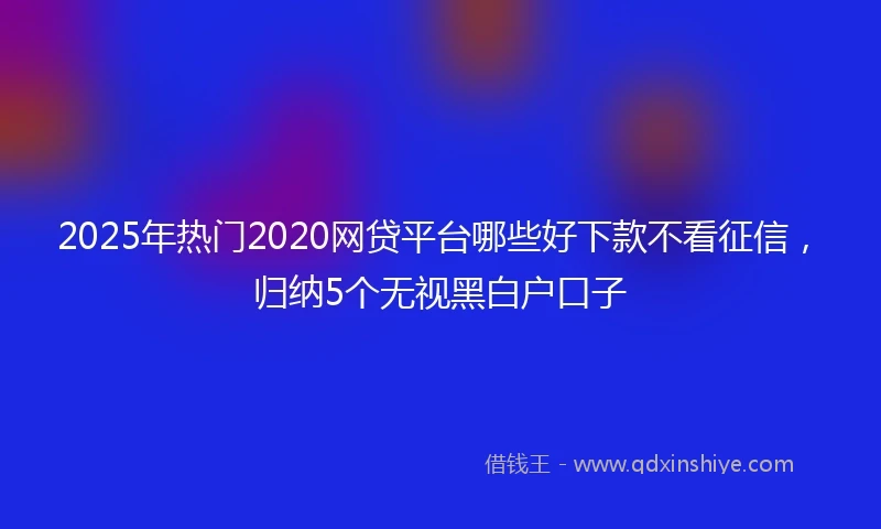 2025年热门2020网贷平台哪些好下款不看征信，归纳5个无视黑白户口子