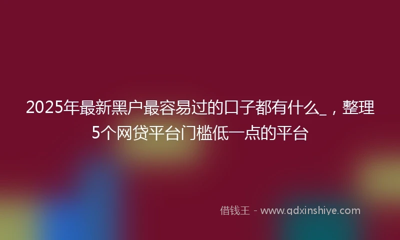 2025年最新黑户最容易过的口子都有什么_，整理5个网贷平台门槛低一点的平台