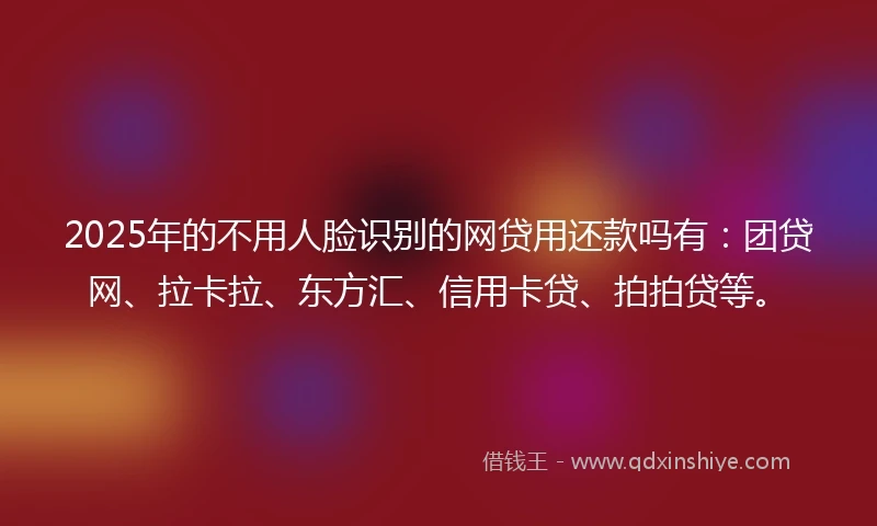 2025年的不用人脸识别的网贷用还款吗有：团贷网、拉卡拉、东方汇、信用卡贷、拍拍贷等。