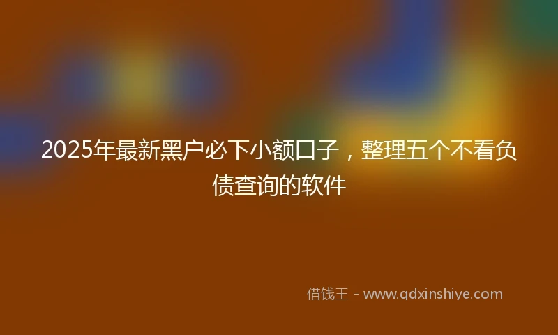 2025年最新黑户必下小额口子，整理五个不看负债查询的软件