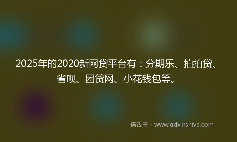 2025年的2020新网贷平台有：分期乐、拍拍贷、省呗、团贷网、小花钱包等。