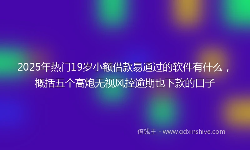 2025年热门19岁小额借款易通过的软件有什么，概括五个高炮无视风控逾期也下款的口子