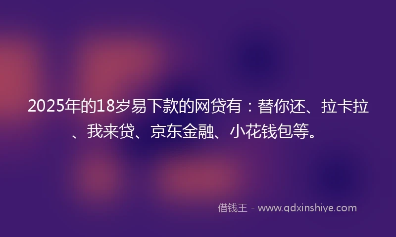 2025年的18岁易下款的网贷有：替你还、拉卡拉、我来贷、京东金融、小花钱包等。