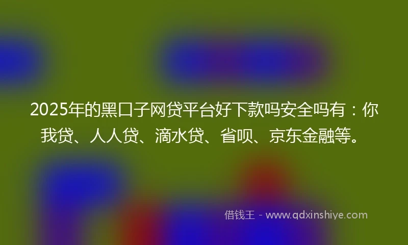 2025年的黑口子网贷平台好下款吗安全吗有：你我贷、人人贷、滴水贷、省呗、京东金融等。