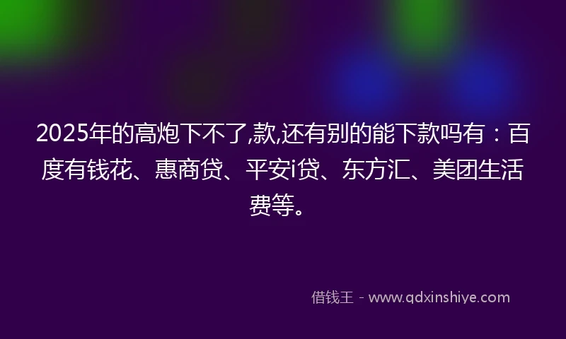 2025年的高炮下不了,款,还有别的能下款吗有：百度有钱花、惠商贷、平安i贷、东方汇、美团生活费等。