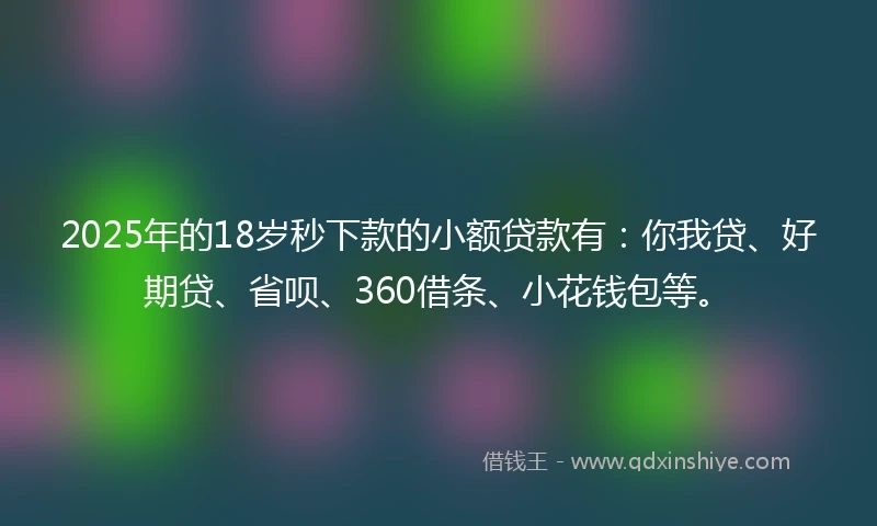 2025年的18岁秒下款的小额贷款有：你我贷、好期贷、省呗、360借条、小花钱包等。