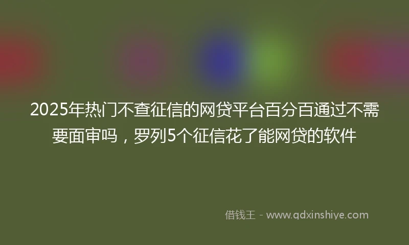 2025年热门不查征信的网贷平台百分百通过不需要面审吗，罗列5个征信花了能网贷的软件