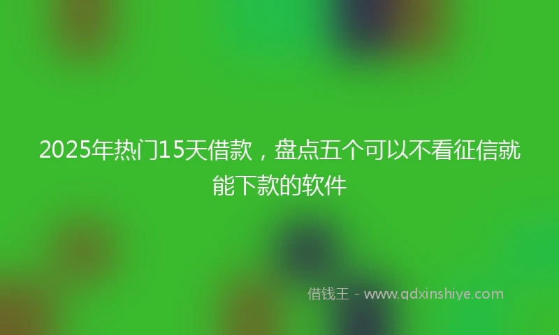2025年热门15天借款，盘点五个可以不看征信就能下款的软件