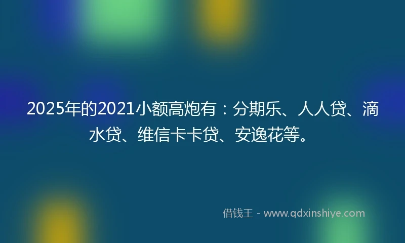 2025年的2021小额高炮有：分期乐、人人贷、滴水贷、维信卡卡贷、安逸花等。