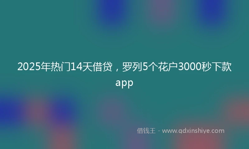 2025年热门14天借贷，罗列5个花户3000秒下款app