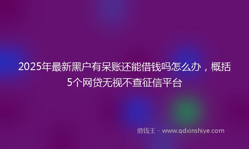 2025年最新黑户有呆账还能借钱吗怎么办，概括5个网贷无视不查征信平台