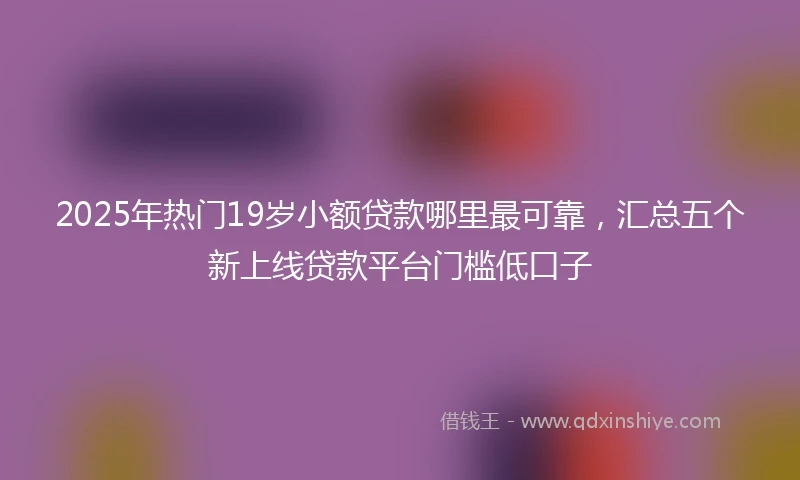 2025年热门19岁小额贷款哪里最可靠，汇总五个新上线贷款平台门槛低口子