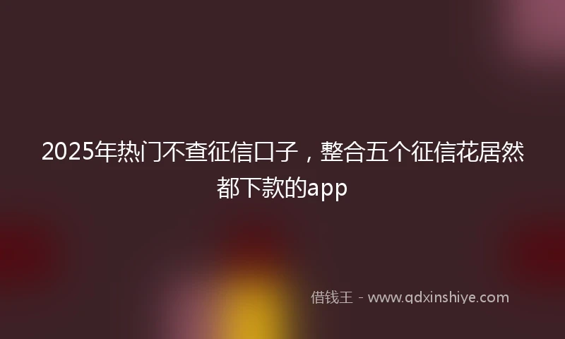 2025年热门不查征信口子，整合五个征信花居然都下款的app