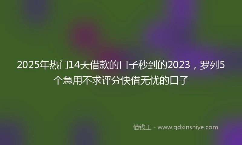 2025年热门14天借款的口子秒到的2023，罗列5个急用不求评分快借无忧的口子