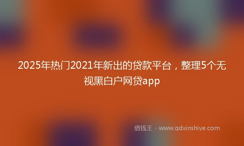 2025年热门2021年新出的贷款平台，整理5个无视黑白户网贷app